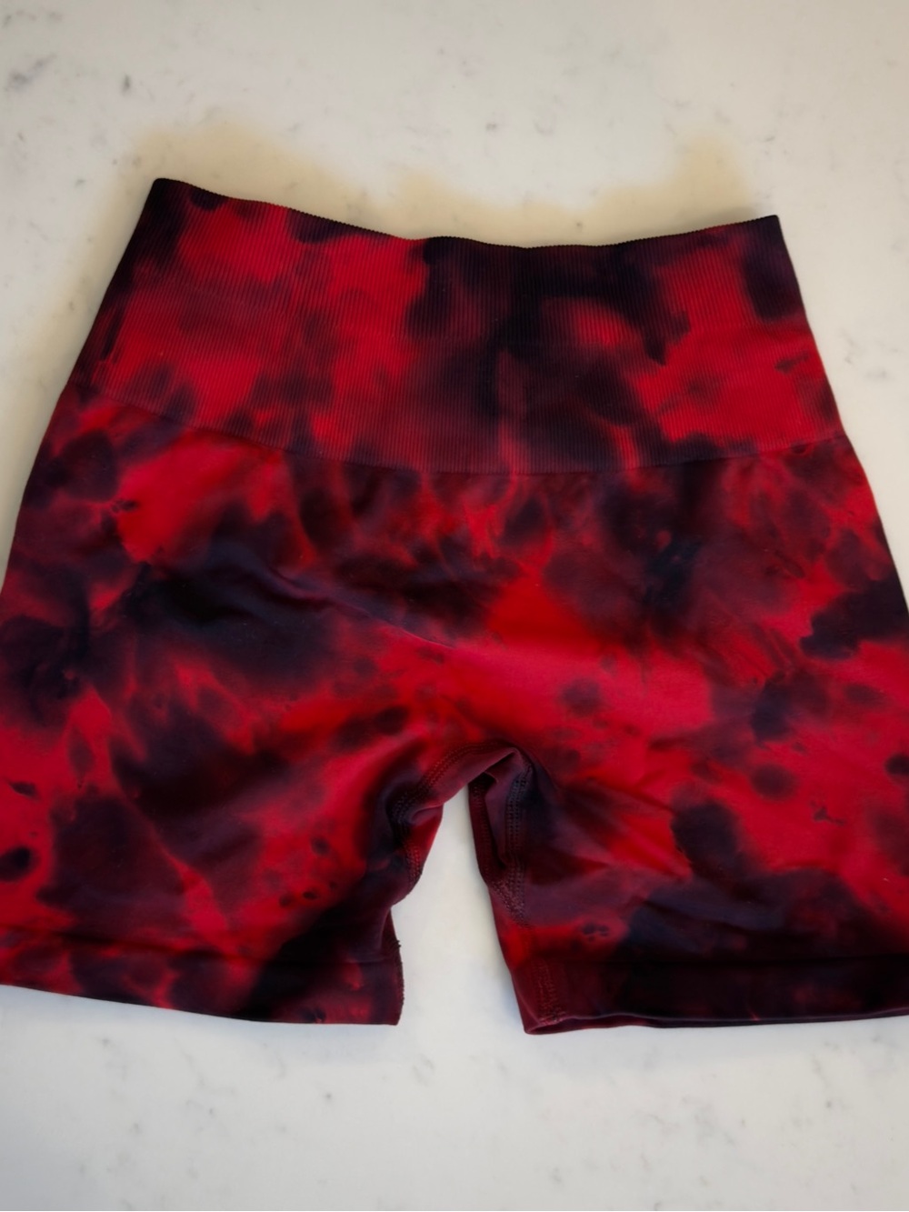 Women's Red Tie-Dye Athletic Shorts